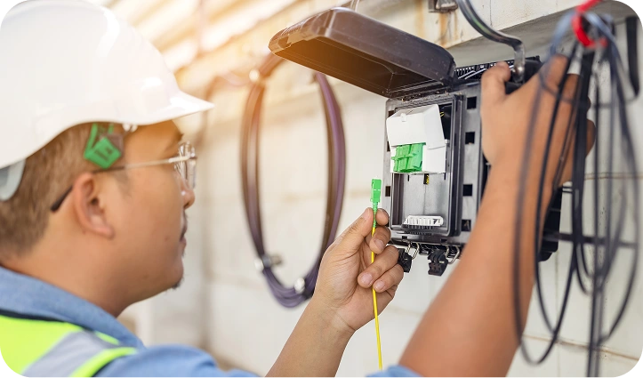 Electrician working with wires
